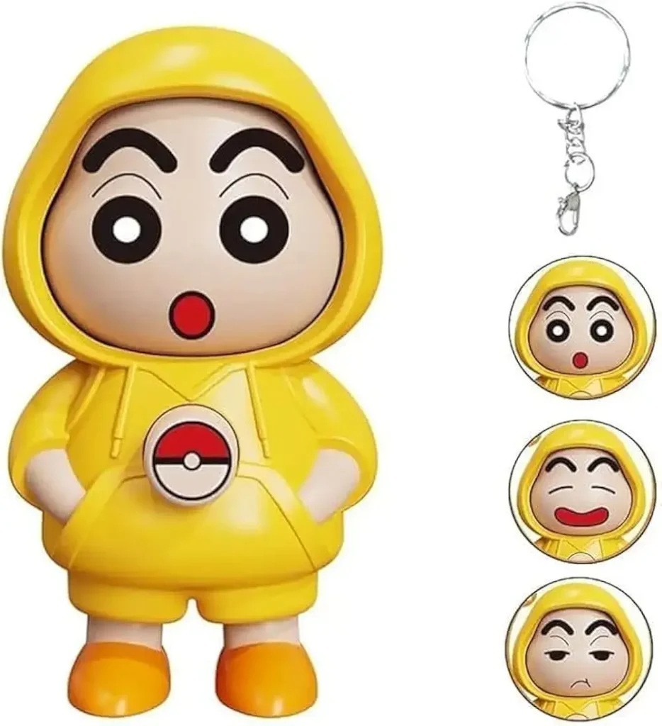Shinchan Face Changing Keychain - 3D Cartoon Action Figure with 3 Expressions