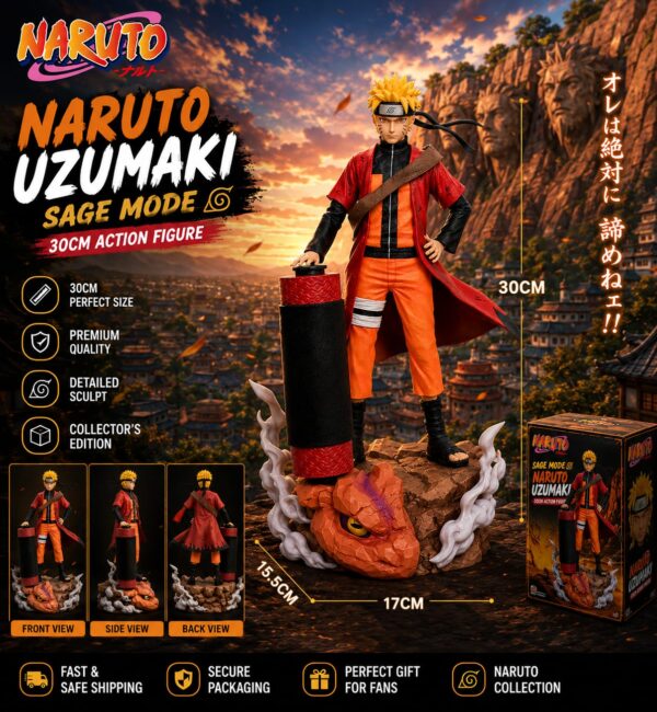 Naruto Uzumaki Sage Mode Action Figure 30 cm PVC Anime Collectible Statue