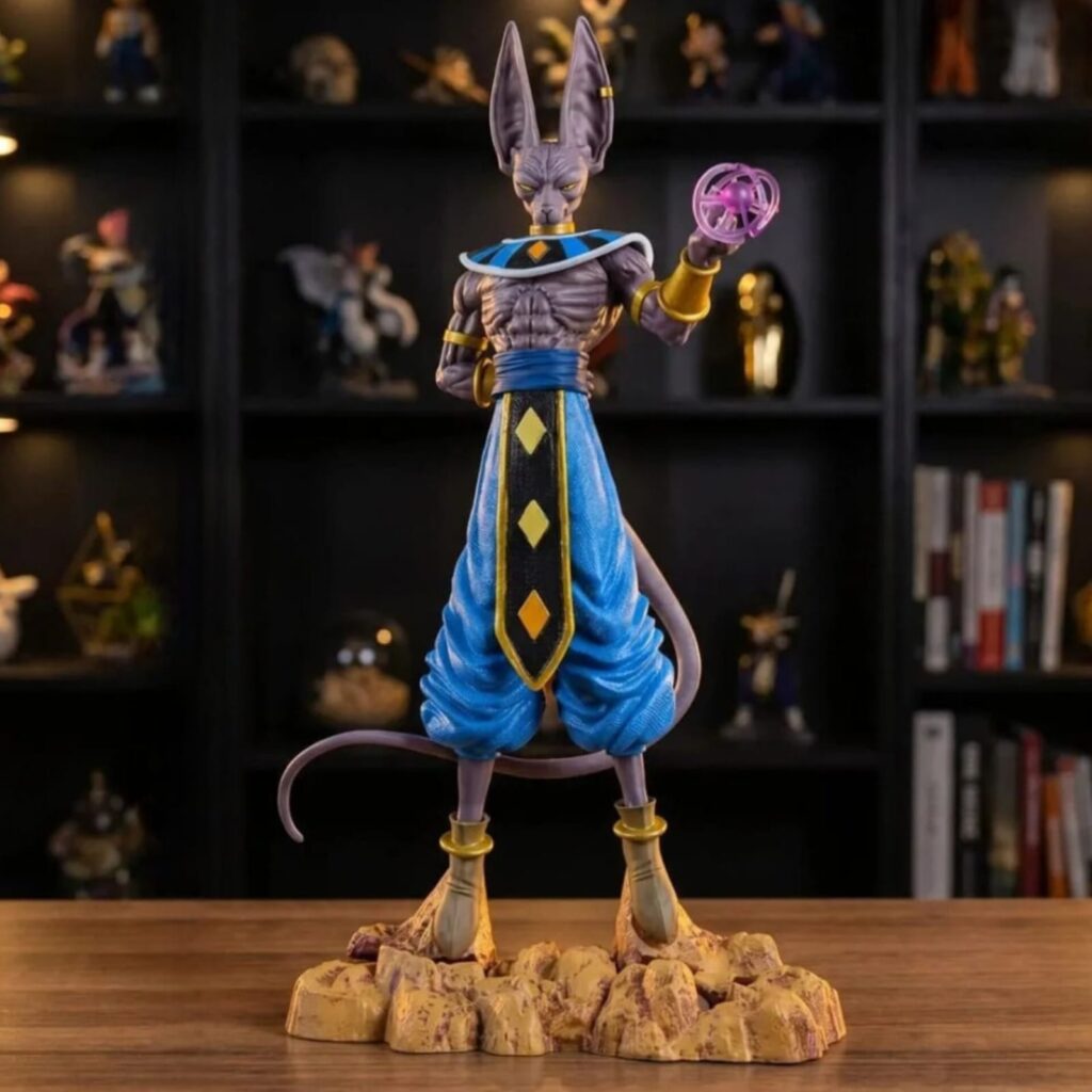 Beerus God of Destruction Standing Battle Pose Anime Action Figure 30 cm Dragon Ball Super Beerus Figurine with Purple Energy Orb for Table & Desk Decor