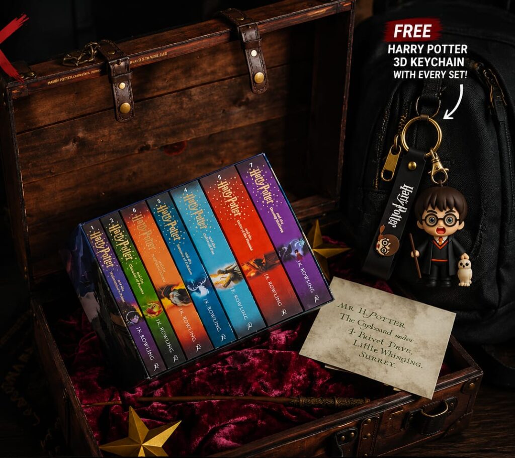 Harry Potter Complete Collection Box Set (Books 1–7) with FREE Harry Potter 3D Silicone Keychain