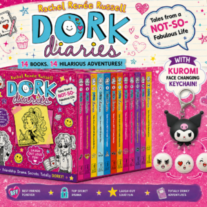 Dork Diaries 1-14 Books Box Set with Kuromi Face Changing Keychain.