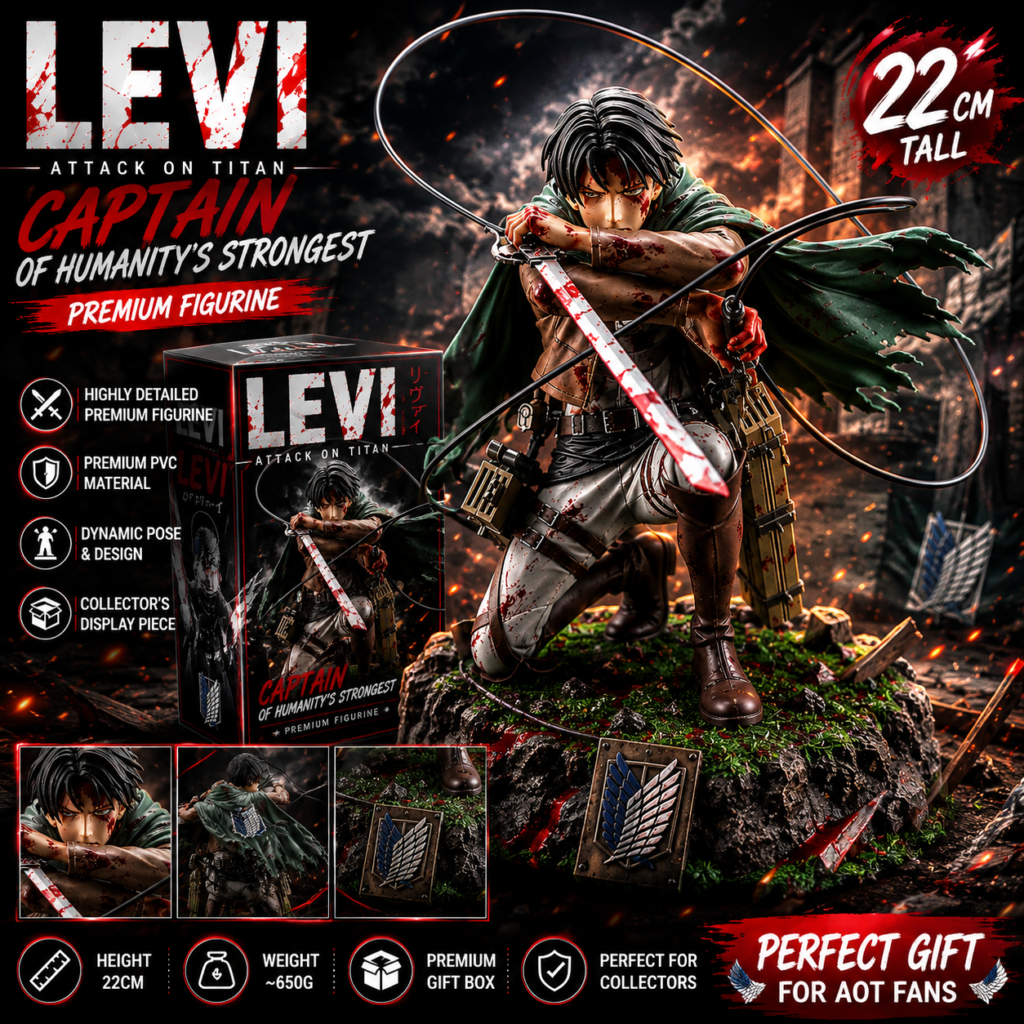 Levi Ackerman Fortitude Sitting Ver. Attack On Titan Action Figure | Anime PVC Collectible Figurine | 17 cm