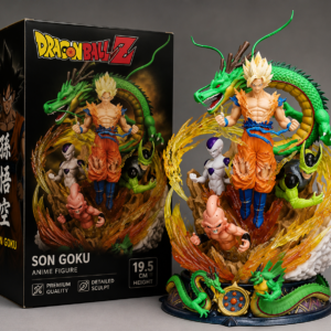 Dragon Ball Z Super Saiyan Goku & Shenron Battle Statue with Frieza, Cell & Majin Buu (20 cm)