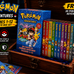 Pokemon Adventures Manga Box Set Volumes 1–12 Complete Collection with Free 3D Pokemon Keychain | Paperback Manga Set